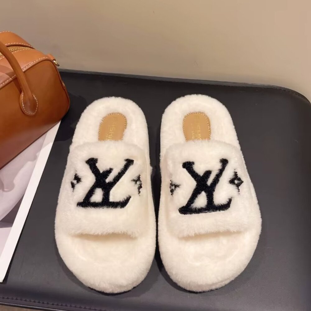 Beautiful Fashion Slides Plush Fur Flip Flops Slippers Fur Shoes - Picture 7 of 11